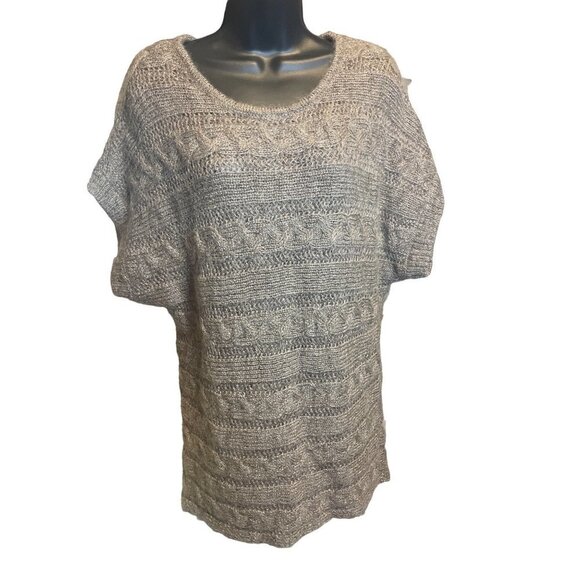 Express Brown Mohair Blend Short Sleeved Metallic Thread Tunic Sweater Dress Sz - Picture 1 of 9